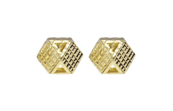 Aretes cubos y triangulos en oro amarillo