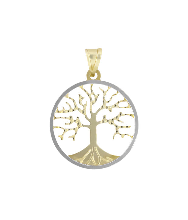 Dije de Arbol de la vida en oro amarillo y blanco