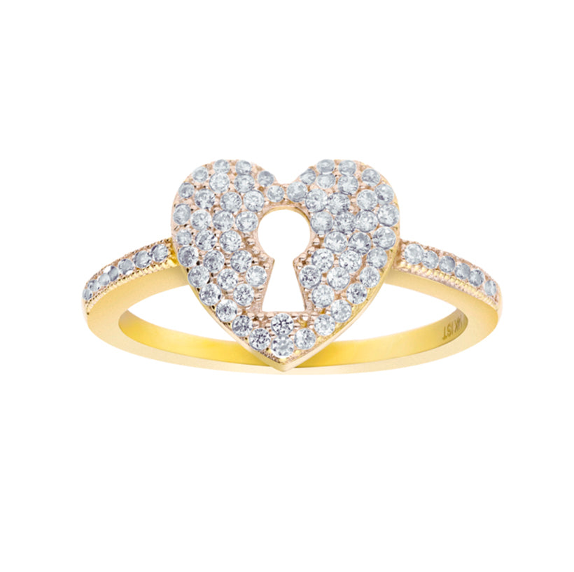 Anillo de corazón en oro amarillo