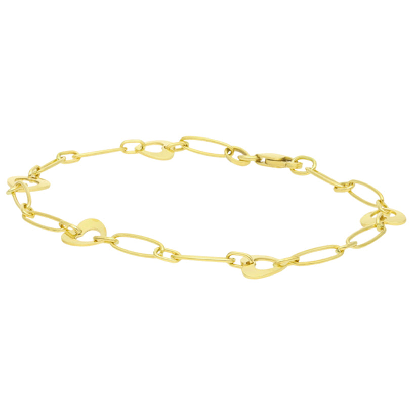 Pulsera de corazones en oro amarillo
